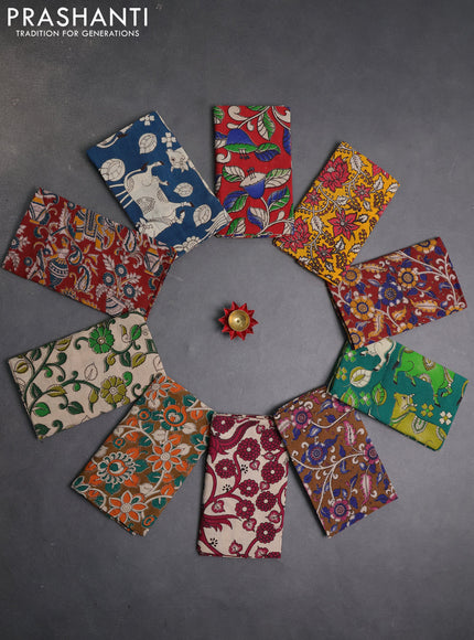 Kalamkari cotton blouse bit multi colour and multi design pack of 10