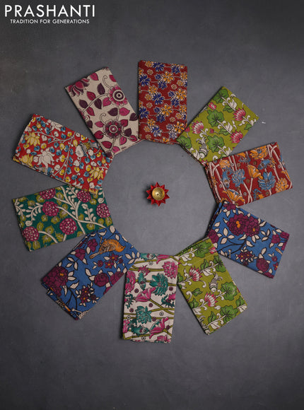 Kalamkari cotton blouse bit multi colour and multi design pack of 10