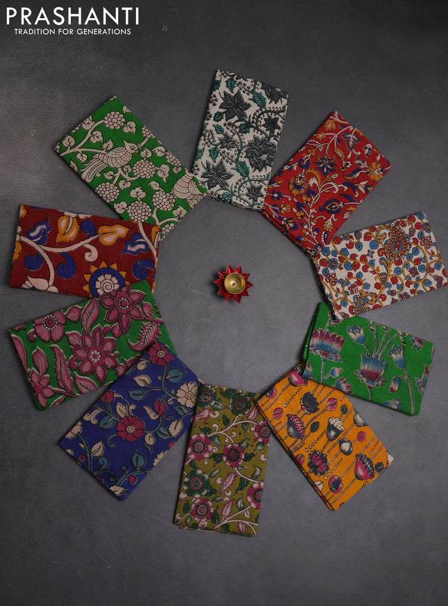 Kalamkari cotton blouse bit multi colour and multi design pack of 10