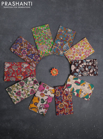 Kalamkari cotton blouse bit multi colour and multi design pack of 10