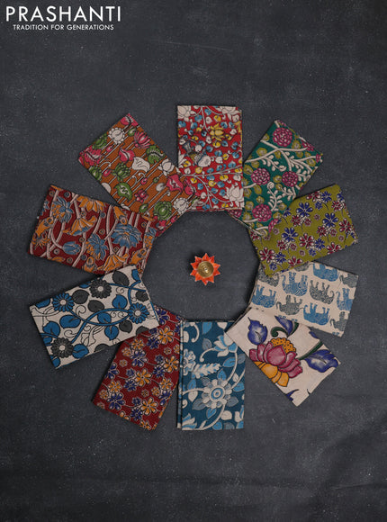 Kalamkari cotton blouse bit multi colour and multi design pack of 10