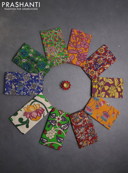 Kalamkari cotton blouse bit multi colour and multi design pack of 10