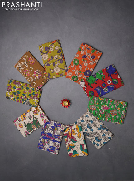 Kalamkari cotton blouse bit multi colour and multi design pack of 10