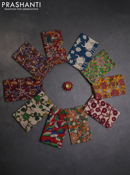 Kalamkari cotton blouse bit multi colour and multi design pack of 10