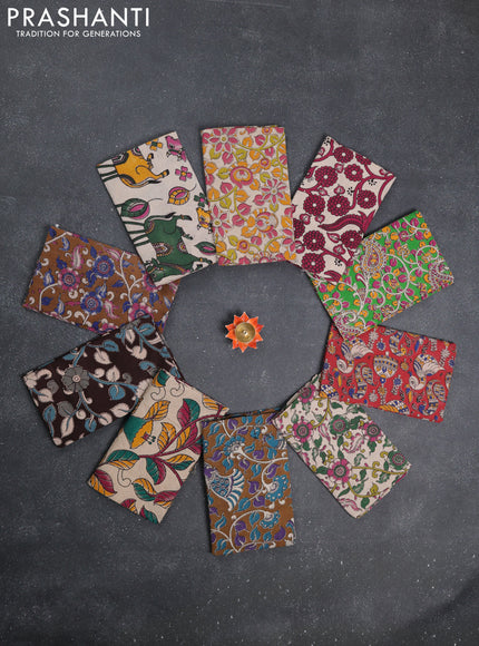 Kalamkari cotton blouse bit multi colour and multi design pack of 10