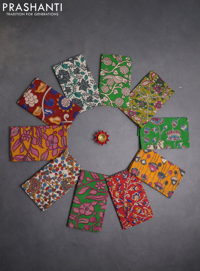 Kalamkari cotton blouse bit multi colour and multi design pack of 10