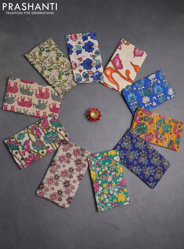 Kalamkari cotton blouse bit multi colour and multi design pack of 10