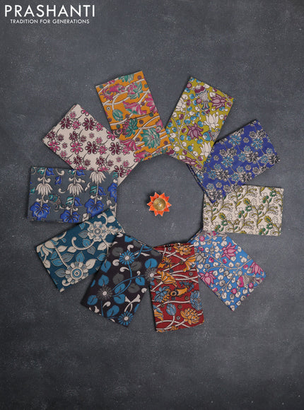 Kalamkari cotton blouse bit multi colour and multi design pack of 10