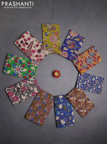 Kalamkari cotton blouse bit multi colour and multi design pack of 10