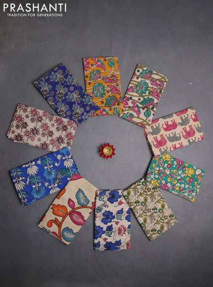 Kalamkari cotton blouse bit multi colour and multi design pack of 10