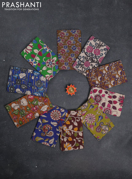 Kalamkari cotton blouse bit multi colour and multi design pack of 10