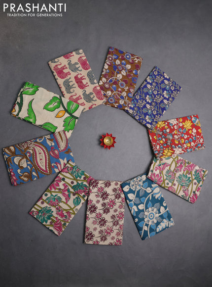Kalamkari cotton blouse bit multi colour and multi design pack of 10