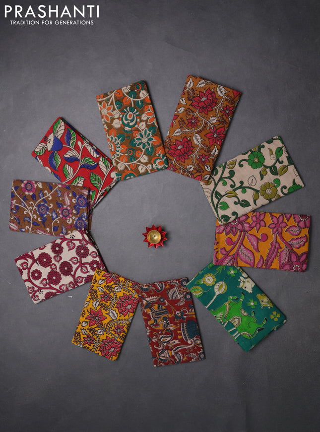 Kalamkari cotton blouse bit multi colour and multi design pack of 10