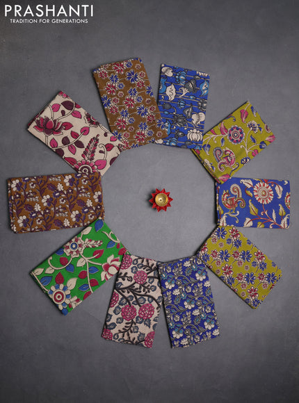 Kalamkari cotton blouse bit multi colour and multi design pack of 10