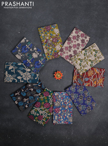 Kalamkari cotton blouse bit multi colour and multi design pack of 10