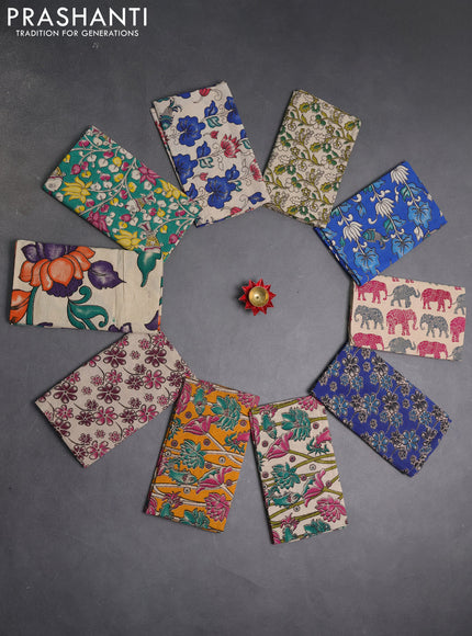 Kalamkari cotton blouse bit multi colour and multi design pack of 10