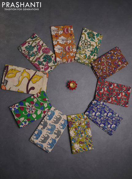 Kalamkari cotton blouse bit multi colour and multi design pack of 10