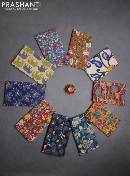 Kalamkari cotton blouse bit multi colour and multi design pack of 10