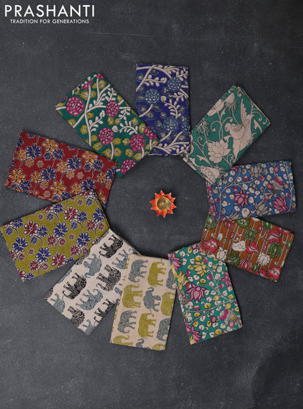 Kalamkari cotton blouse bit multi colour and multi design pack of 10