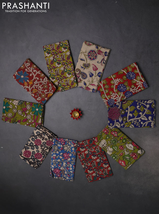 Kalamkari cotton blouse bit multi colour and multi design pack of 10