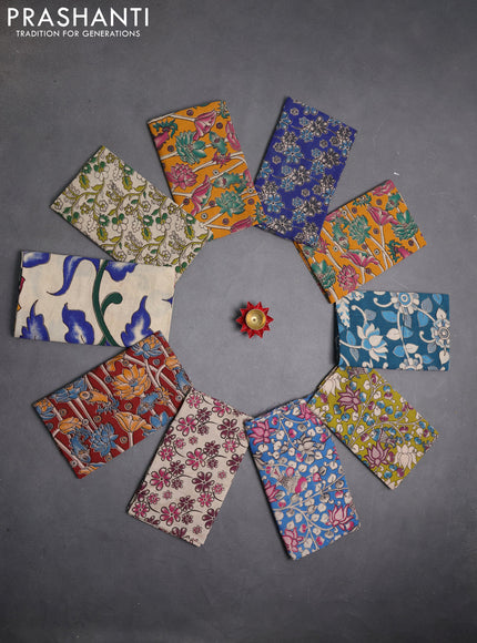 Kalamkari cotton blouse bit multi colour and multi design pack of 10