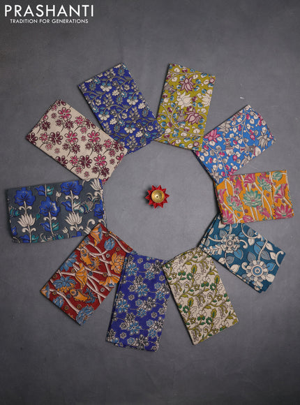 Kalamkari cotton blouse bit multi colour and multi design pack of 10