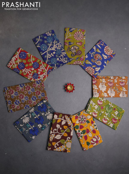 Kalamkari cotton blouse bit multi colour and multi design pack of 10