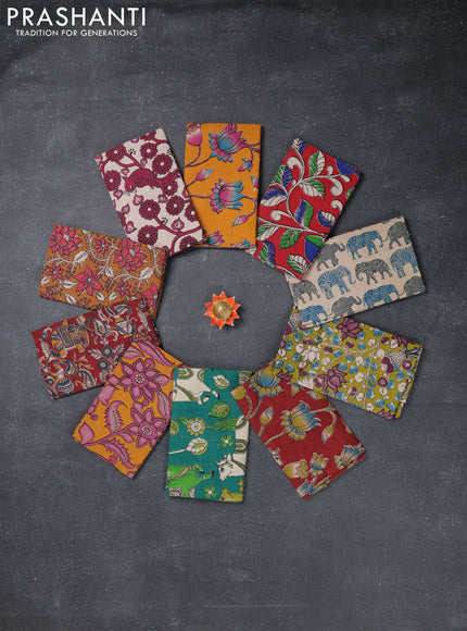 Kalamkari cotton blouse bit multi colour and multi design pack of 10