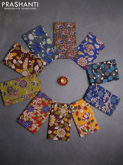Kalamkari cotton blouse bit multi colour and multi design pack of 10
