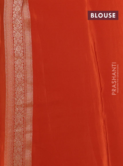 Banarasi silk saree rust shade with allover thread & zari woven buttas and long zari woven border