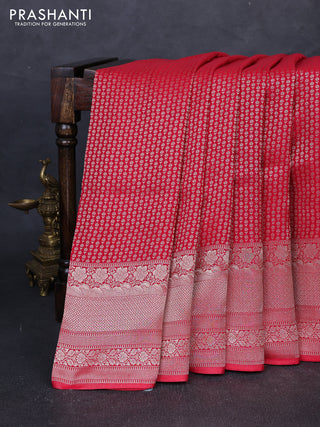 Banarasi silk saree red with allover thread & zari woven buttas and long zari woven border