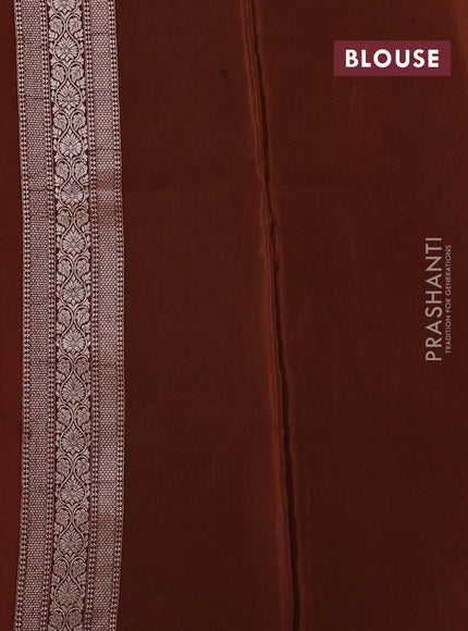 Banarasi silk saree brown with allover thread & zari woven buttas and long zari woven border