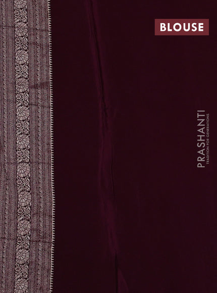 Banarasi silk saree deep purple with allover thread & zari woven buttas and zari woven border