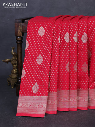 Banarasi silk saree red with allover thread & zari woven buttas and zari woven border