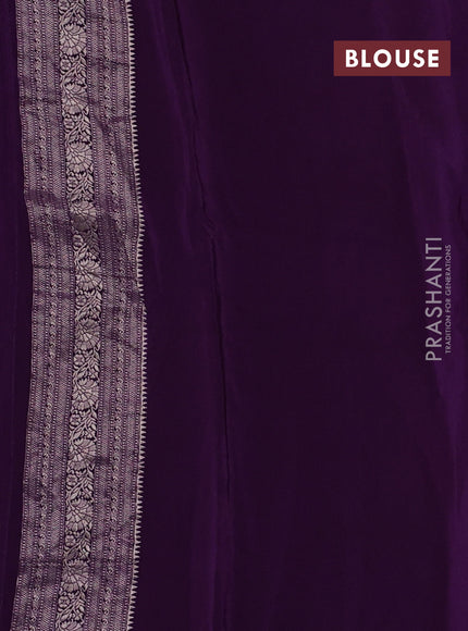 Banarasi silk saree violet with allover thread & zari woven buttas and zari woven border