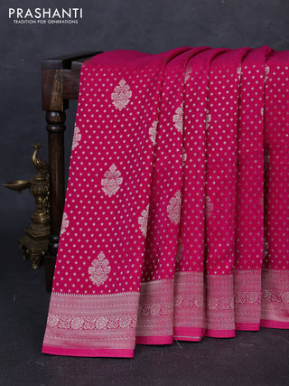 Banarasi silk saree pink with allover thread & zari woven buttas and zari woven border