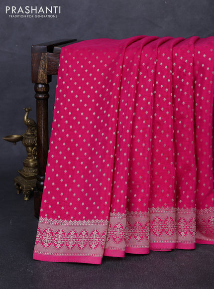Banarasi silk saree pink with allover thread & zari woven buttas and zari woven border