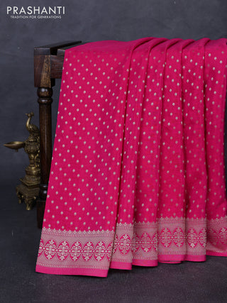 Banarasi silk saree pink with allover thread & zari woven buttas and zari woven border