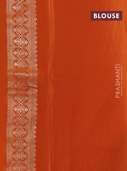 Banarasi silk saree rust shade with allover thread & zari woven buttas and zari woven border