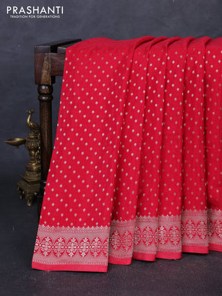 Banarasi silk saree red with allover thread & zari woven buttas and zari woven border