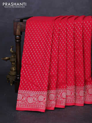 Banarasi silk saree red with allover thread & zari woven buttas and zari woven border