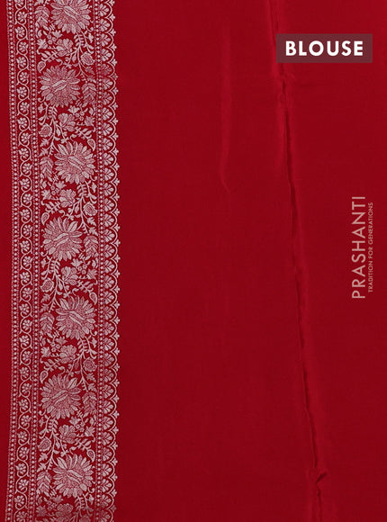 Banarasi silk saree red with allover thread & zari woven buttas and zari woven border