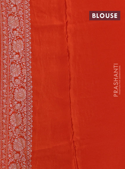 Banarasi silk saree rust shade with allover thread & zari woven buttas and zari woven border