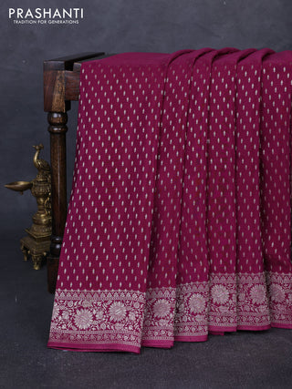 Banarasi silk saree deep wine with allover thread & zari woven buttas and zari woven border