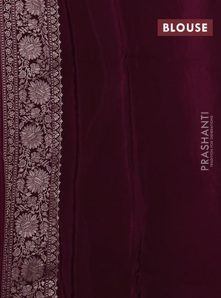 Banarasi silk saree deep wine with allover thread & zari woven buttas and zari woven border