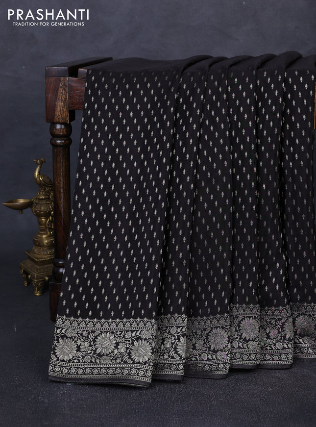 Banarasi silk saree black with allover thread & zari woven buttas and zari woven border