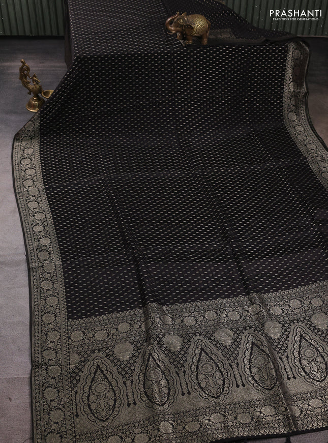 Banarasi silk saree black with allover thread & zari woven buttas and zari woven border