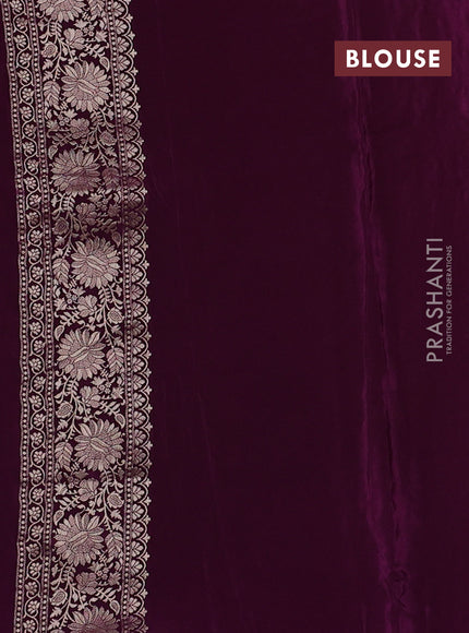 Banarasi silk saree deep purple with allover thread & zari woven buttas and zari woven border