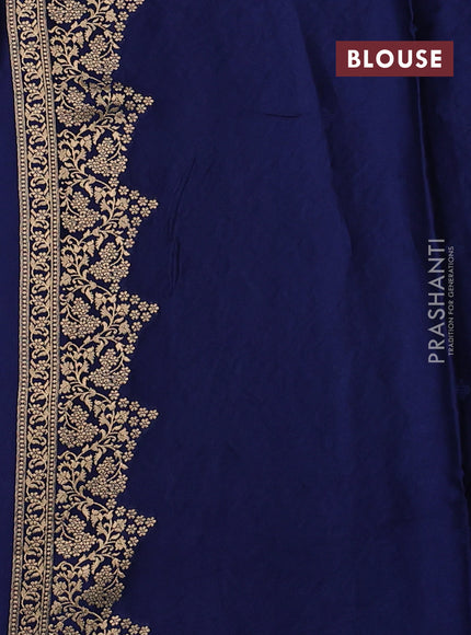Banarasi silk saree navy blue with allover thread & zari woven buttas and zari woven border