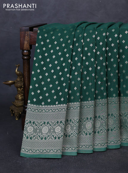 Banarasi silk saree green with allover thread & zari woven buttas and zari woven border